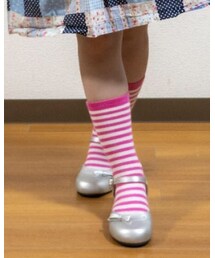 no brand | ピンクボーダーソックスとシルバーパンプス(ソックス/靴下)