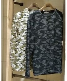 HIGH STREET | ウッドランド迷彩パイルクルーネックカットソー(トップス)