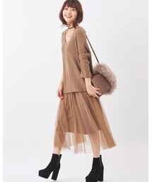 COCO DEAL | Vネックニット×チュールキャミワンピースＳＥＴ(ニット/セーター)