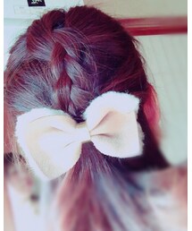 アレンジ後はこちら | 後ろ三つ編みは初！！難しかw(その他)