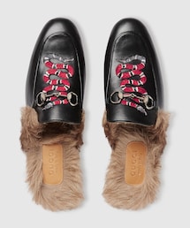 GUCCI | Princetown スネーク付き レザースリッパ(サンダル)