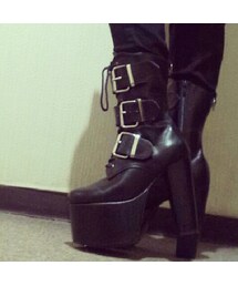 DEMONIA | Torment 703 Buckle and lace up high heel ankle boots(ブーツ)