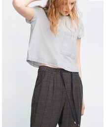 ZARA | “ESSENTIALS” DENIM CROP TOP(Tシャツ/カットソー)