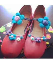 お花つけました(バレエシューズ)