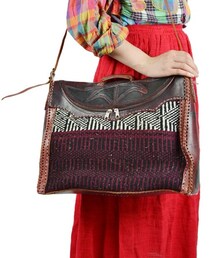 vintageレザー×ラグBAG(ショルダーバッグ)