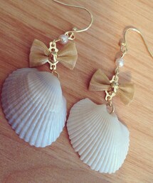 ハンドメイド♥︎シェルピアス♥︎(ピアス（両耳用）)