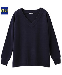 GU | ミラノリブVネックニット(ニット/セーター)