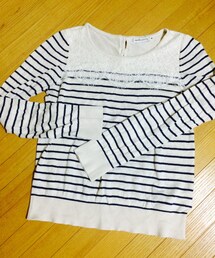 earth music&ecology | レース付きボーダーカットソー(Tシャツ/カットソー)