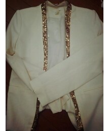 H&M | ゴールドの白ジャケット(テーラードジャケット)