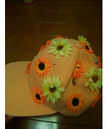 USEDo | ピーチオレンジの花帽子(キャップ)