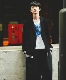 ha | za | ma | スタジャンとジャケットの二重装(スタジャン)