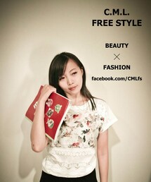 CML | 復古花朵圓領寬鬆蕾絲衫(Tシャツ/カットソー)