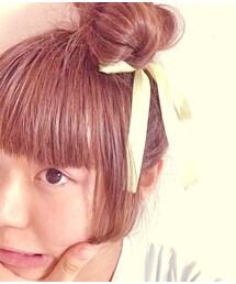 レモンイエローのリボン(その他ヘアアクセサリー)