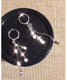 Geziqu | silver pierces with sparkling crystals (ピアス（両耳用）)