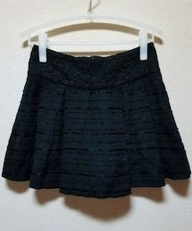 souhal | souhal  【帯ボトムスシリーズ】 ラメ黒刺繍ソフトプリーツスカート(スカート)