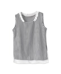 mooncat | 圓領拼接直紋背心上衣(その他トップス)