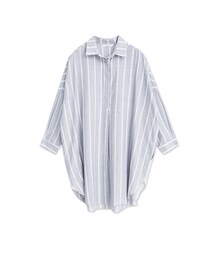 mooncat | MOONCAT 直紋棉麻寬版襯衫(シャツ/ブラウス)