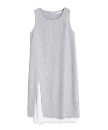 mooncat | 斜開岔細壓摺雪紡長洋(ワンピース)