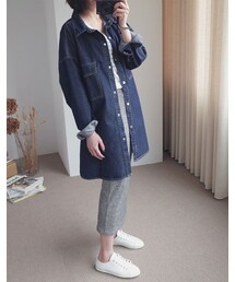 mooncat | 大口袋厚挺牛仔襯衫/外套(シャツ/ブラウス)