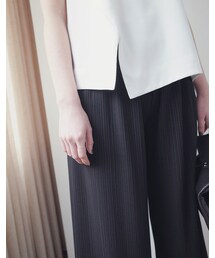 mooncat | 正韓 細壓摺寬口褲(その他パンツ)