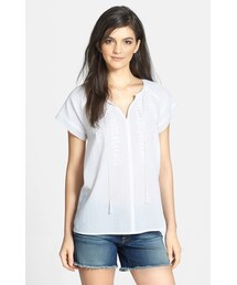 Hinge Embroidered Split Neck Top(その他トップス)