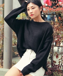 HOTPING | ベーシック畦編みラウンドネックニット(ニット/セーター)