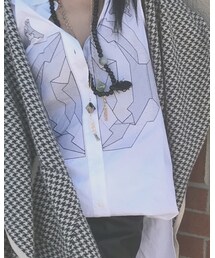 Abraham K Hangul | Embroidered abstract pattern shirt dress with one black button detail. Luxe quality, not available in US except from me, brand rep. Comment for purchase inquiries. (シャツワンピース)