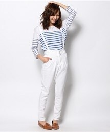 WEGO | サスペンダー付きハイウエストタックパンツ/ホワイト(その他パンツ)