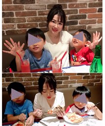 ✨💐甥っ子ズ💚💛両手に花とピザ🍕✨ | 両手に花💐→お世話😂1ピースしかまともに食べられず🍕😅(その他)