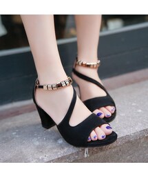 金属光沢感飾り上品優雅なデザインセクシーハイヒールサンダル(サンダル)