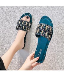 夏ファッション新作合わせやすい水濡れ可カラフルビーズ飾り着心地いいビーチサンダル(サンダル)