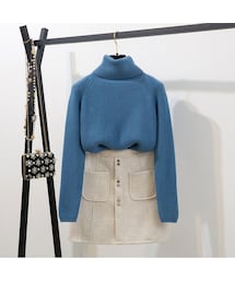 お勧めコーデハイネックプルオーバー＋ショット丈スカートセットアップ(その他)