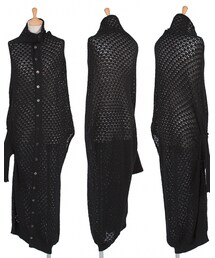 Y's | ロングネックカギ編みニットカーディガン 黒3 ¥12,701(カーディガン/ボレロ)