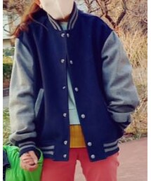 VINTAGE | 叔父さんの御下がりをパパと私で着てるw(スタジャン)