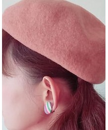 レインボーの刺繍イヤリング | レインボー柄イヤリング(イヤリング)