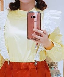 :EMPHASIZE | 雙層點紗立領素面襯衫(シャツ/ブラウス)