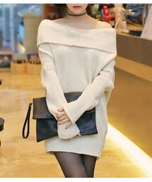 HOTPING | ルーズフィットオフショルダーニットトップス(ニット/セーター)