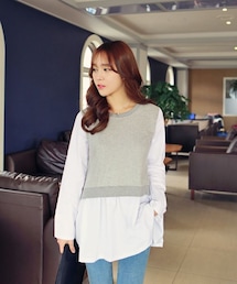 HOTPING | ワンピース風シャツドッキングスウェット(スウェット)