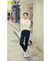 HOTPING | 8.8分丈バックゴムスリムフィットスラックス(スラックス)