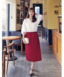 HOTPING | ウエストゴムミモレ丈プリーツスカート(スカート)