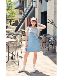 HOTPING | フロントビックポケット付デニムサロペットスカート(サロペット/オーバーオール)