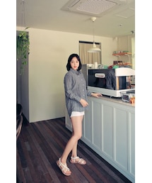 HOTPING | アンバランスヘムポケット付ストライプシャツ(シャツ/ブラウス)