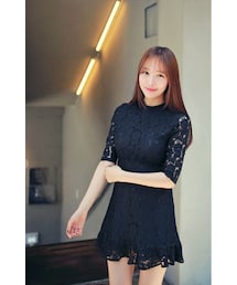 HOTPING | 裾フリル花柄レースワンピース(ワンピース)