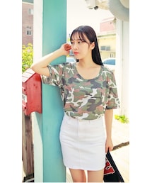 HOTPING | ルーズフィットカモフラTシャツ(Tシャツ/カットソー)