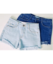 アンバランスカットオフデニムショートパンツ(デニムパンツ)