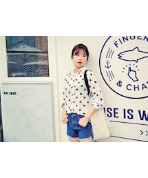 HOTPING | アンバランスヘムハートパターンブラウス(シャツ/ブラウス)