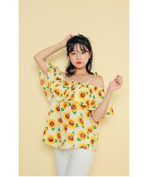 HOTPING | ストラップ付ひまわりオフショルダーブラウス(シャツ/ブラウス)