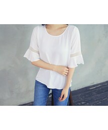 HOTPING | シースルー切替フレアスリーブブラウス(シャツ/ブラウス)