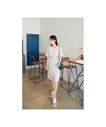 HOTPING | ウエストゴムノーカラーシャツワンピース(ワンピース)