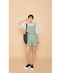 HOTPING | ウエストバックゴムサロペットショートパンツ(サロペット/オーバーオール)